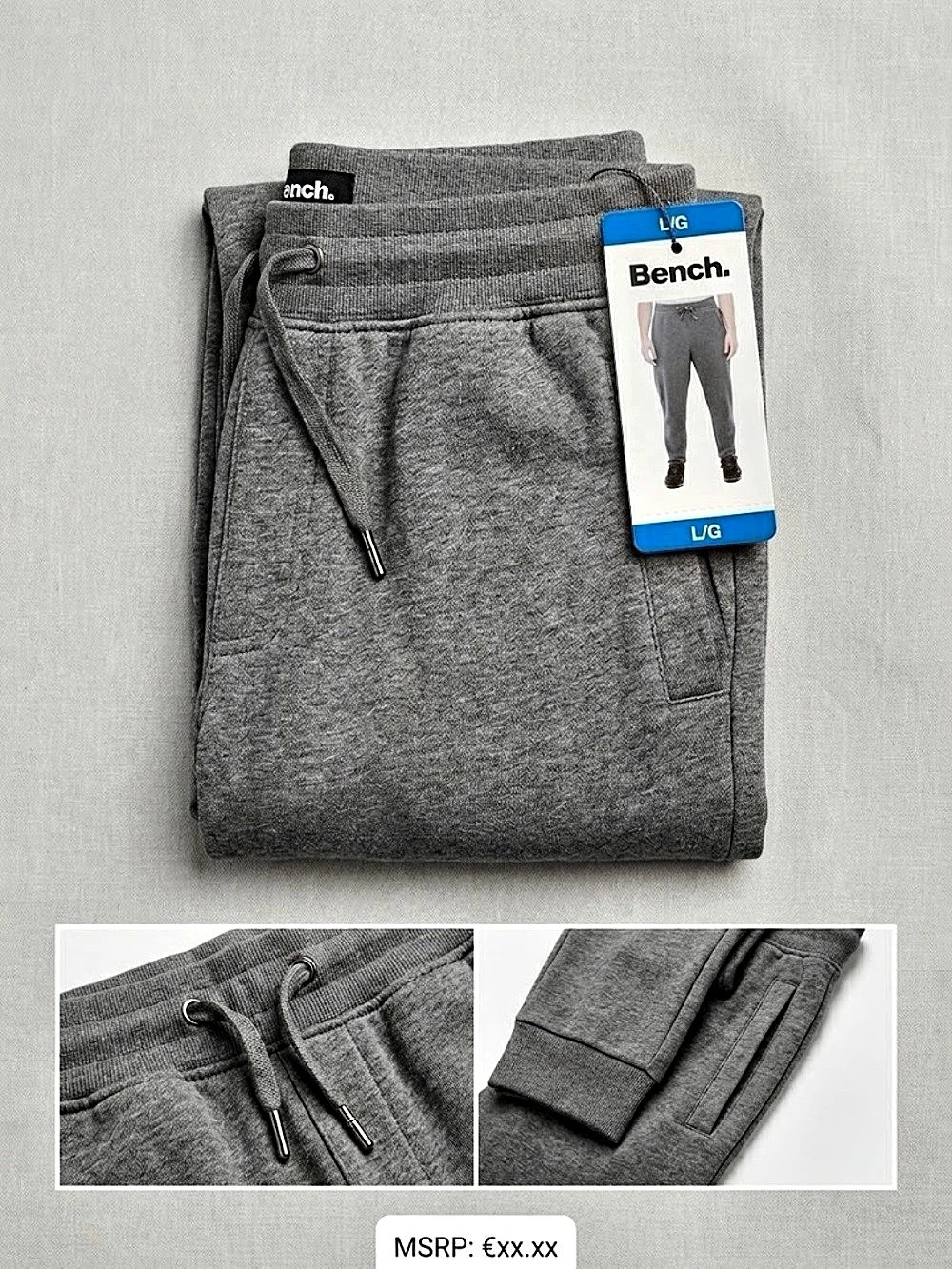 Bench. Men's Fleece Jogger Sweatpants. Gray Large